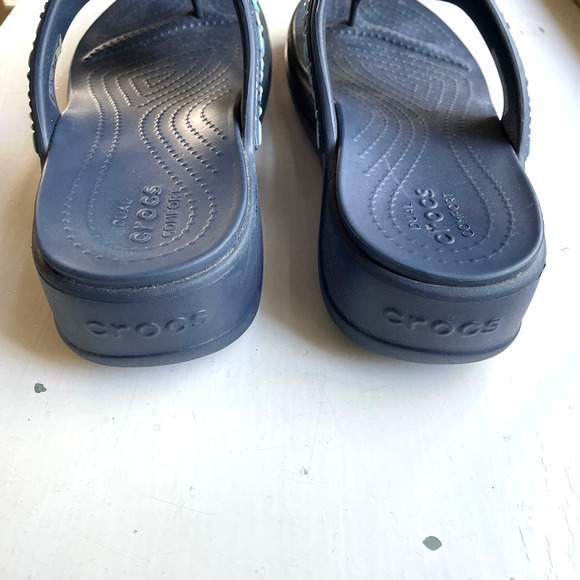 Crocs Women's Monterey Embellished Wedge Sz 9 Flip Flops Sandals - Picture 5 of 9